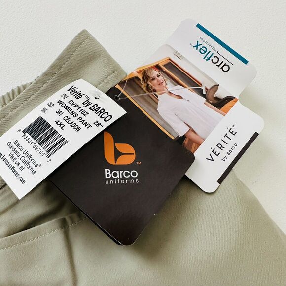 Verite by Barco Pants Womans Tan Celadon Flat Front Arcflex Plus Size 4X NEW - Picture 6 of 12